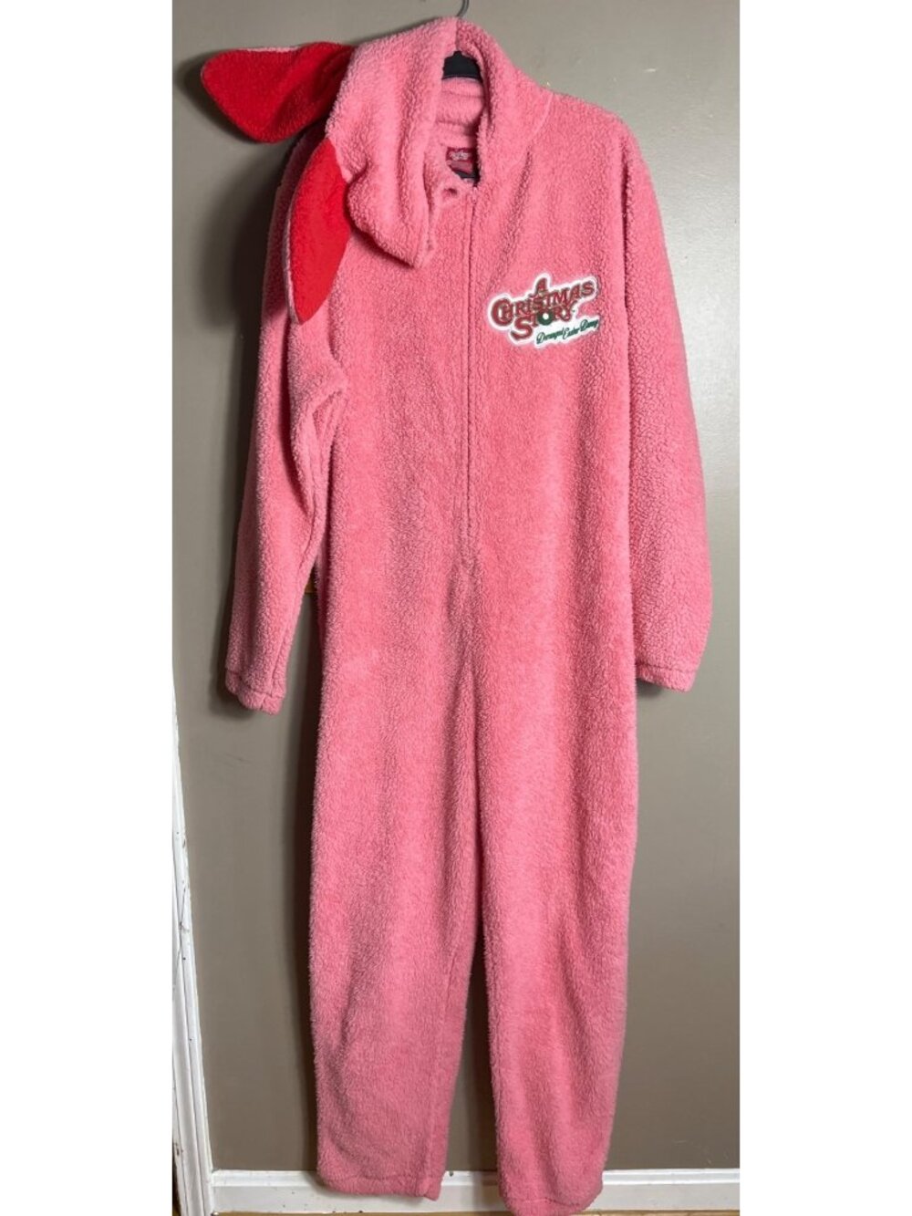 A Christmas Story Deranged Easter Bunny Costume Pink Fleece Union Suit Unisex XL
